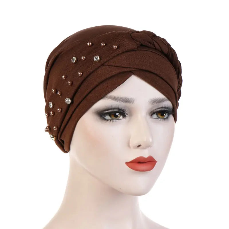 Single Braid Half Jeweled Turban